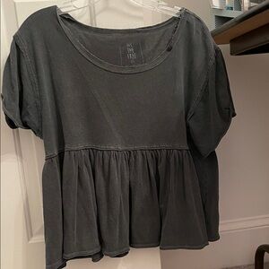 We The Free Charcoal Short Sleeve Peplum Top